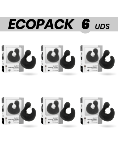 ECOPACK 6 UNITS - BLACKandSILVER DUCKYMANIA RECHARGEABLE SILICONE STIMULATING DUCK THIMBLE