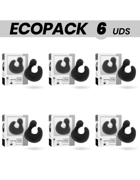ECOPACK 6 VIENETAI - BLACKandSILVER DUCKYMANIA ĮKRAUNAMA SILIKONINIS STIMULIACINIS ANTIES PIRŠTUKAS