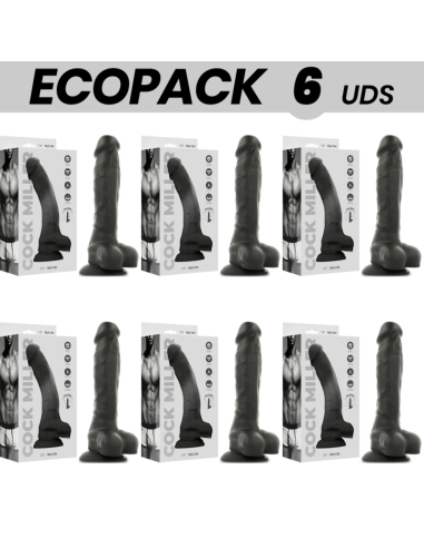 ECOPACK 6 VIENETAI - COCK MILLER SILICONE TANKIO JUODAS COCKSIL 19,5 CM