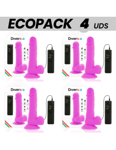 ECOPACK 6 UNITS - DIVERSIA FLEXIBLE VIBRATING DILDO PURPLE 20.5 CM -O- 4.2 CM