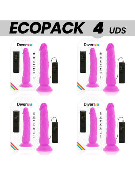 ECOPACK 6 VIENETŲ - DIVERSIA LANKSTUS VIBRUOJAMAS DILDO VIOLETINIS 21 CM - O - 4,9 CM