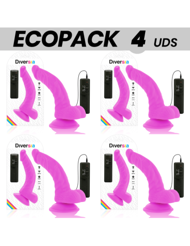 ECOPACK 6 VIENETŲ - DIVERSIA LANKSTUS VIBRUOJAMAS DILDO VIOLETINIS 21,5 CM - O - 4,5 CM