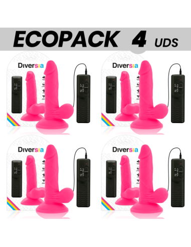 ECOPACK 6 UNITS - DIVERSIA FLEXIBLE VIBRATING DILDO PINK 17 CM -O- 3.3 CM