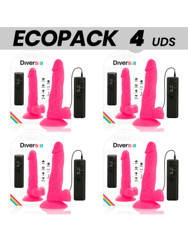 ECOPACK 6 UNITS - DIVERSIA FLEXIBLE VIBRATING DILDO PINK 18 CM -O- 4 CM