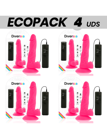 ECOPACK 6 UNITS - DIVERSIA FLEXIBLE VIBRATING DILDO PINK 18 CM -O- 4 CM