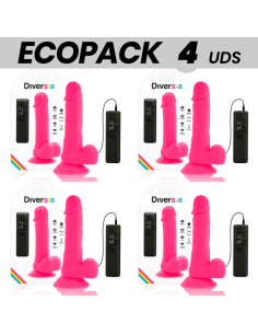 ECOPACK 6 UNITS - DIVERSIA FLEXIBLE VIBRATING DILDO PINK 20.5 CM -O- 4.2 CM
