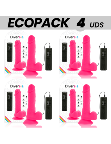 ECOPACK 6 VIENETŲ - DIVERSIA LANKSTUS VIBRUOJAMAS DILDO ROŽINIS 20,5 CM -O- 4,2 CM