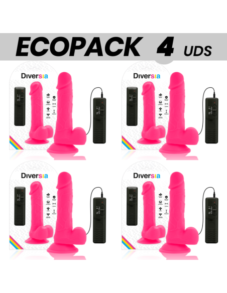 ECOPACK 6 UNITS - DIVERSIA FLEXIBLE VIBRATING DILDO PINK 20.5 CM -O- 4.2 CM