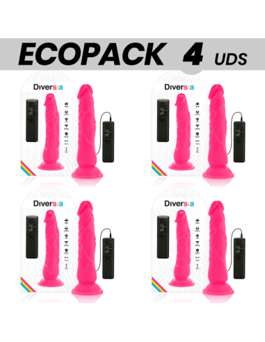 ECOPACK 6 VIENETŲ - DIVERSIA LANKSTUS VIBRUOJAMAS DILDO ROŽINIS 21 CM - O- 4,9 CM