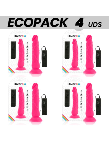 ECOPACK 6 UNITS - DIVERSIA FLEXIBLE VIBRATING DILDO PINK 21 CM -O- 4.9 CM