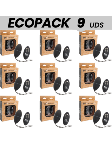 ECOPACK 9 VIENETAI - WOMANVIBE ALSAN EGG NUOTOLINIO VALDYMO PULTAS JUODAS SILIKONINIS JUODAS