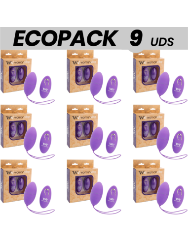 ECOPACK 9 VIENETAI - WOMANVIBE ALSAN EGG NUOTOLINIO VALDYMO PULTAS JUODAS SILIKONINIS VIOLETINIS