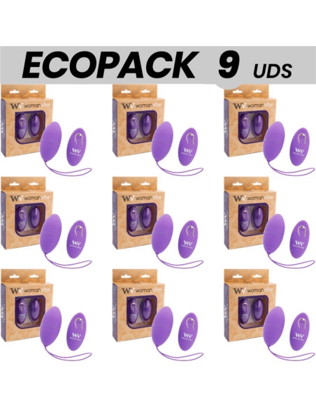 ECOPACK 9 VIENETAI - WOMANVIBE ALSAN EGG NUOTOLINIO VALDYMO PULTAS JUODAS SILIKONINIS VIOLETINIS