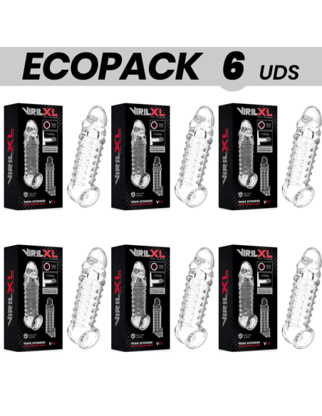 ECOPACK 6 UNITS - VIRILXL PENIS EXTENSION AND SHEATH V11 TRANSPARENT