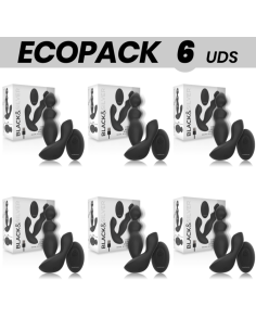 ECOPACK 6 UNITS - BLACKandSILVER CORA ANAL PLUG SILICONE REMOTE CONTROL