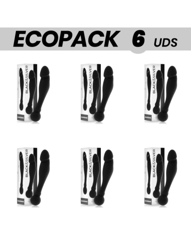 ECOPACK 6 UNITS - BLACKandSILVER KARL G-POINT STIMULATING DILDO 18 CM