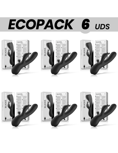 ECOPACK 6 VIENETAI - BLACKandSILVERJAMIE ĮKRAUNAMASIS SILIKONINIS TRIUŠIO STIMULIATORIUS, JUODAS