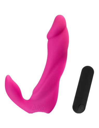 ALIVE - BIFUN PRO VIBRATORIUS DILDO ROŽINIS 14,9 CM