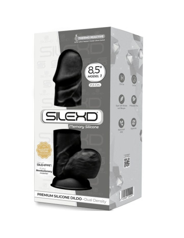 SILEXD - MODEL 1 REALISTIC PENIS PREMIUM SILEXPAN SILICONE BLACK 21.5 CM