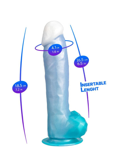 SILEXD - ANGEL DILDO FANTASY SKYSTAS SILIKONAS TERMOREAKTYVUS CELESTIAL BLUE 20,3 CM