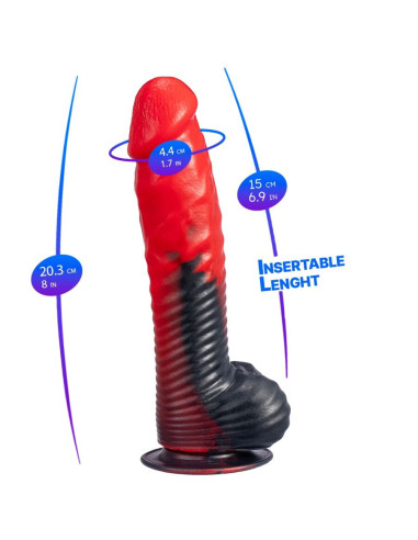 SILEXD - DEVIL DILDO FANTASY SKYSTAS SILIKONAS TERMOAKTYVUS RAUDONAS JUODAS 20,3 CM