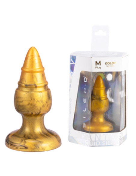 SILEXD - GOLDY ANAL PLUG FANTASY LIQUID SILICONE THERMOREACTIVE GOLDEN 9.2 CM