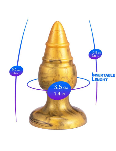 SILEXD - GOLDY ANAL PLUG FANTASY LIQUID SILICONE THERMOREACTIVE GOLDEN 9.2 CM
