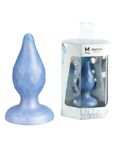 SILEXD - DIAMOND ANAL PLUG FANTASY LIQUID SILICONE THERMOREACTIVE PEARL BLUE 9.2 CM