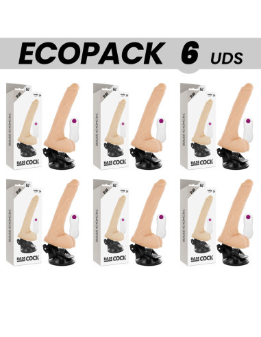 ECOPACK 6 UNITS - BASECOCK REALISTIC VIBRATOR REMOTE CONTROL FLESH 19 CM -O- 4 CM