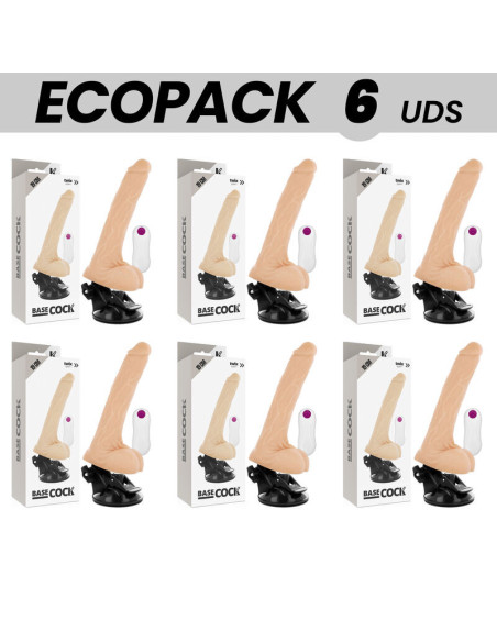 ECOPACK 6 UNITS - BASECOCK REALISTIC VIBRATOR REMOTE CONTROL FLESH 19 CM -O- 4 CM