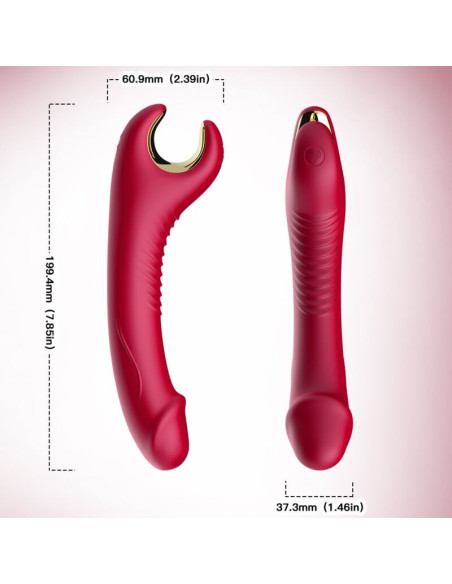 ARMONY - PRINCE DILDO VIBRATORIUS IR ROTATORIUS RAUDONAS