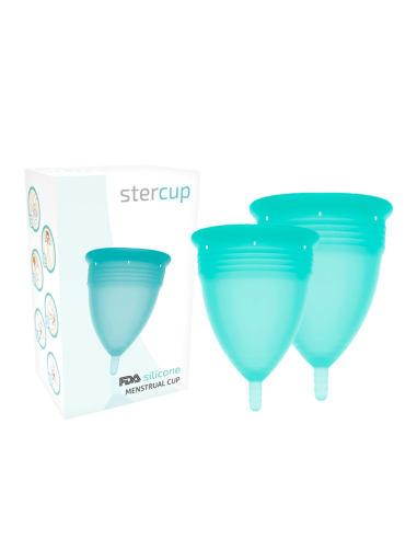 STERCUP - FDA patvirtinta silikoninė menstruacinė taurelė, pakuotės dydis SL, akvamarino spalvos