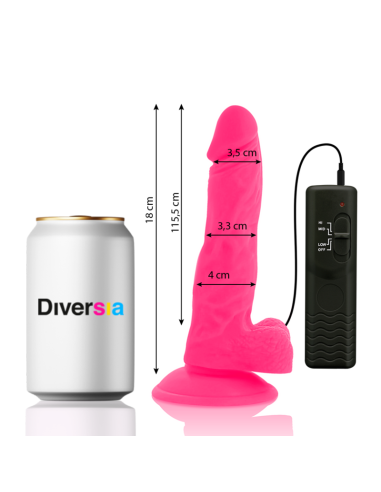 DIVERSIA - FLEXIBLE VIBRATING DILDO PINK 18 CM -O- 4 CM