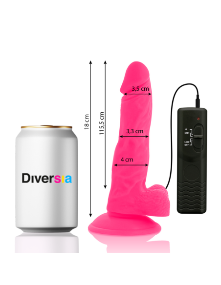 DIVERSIA - LANKSTUS VIBRUOJAMAS DILDO ROŽINIS 18 CM -O- 4 CM