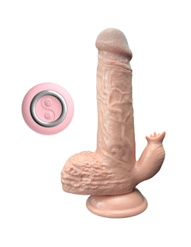 ARMONY - REALISTINIS VIBRATORIUS IR TRAUKIAMASIS DILDO SU LIEŽUVIO STIMULIATORIUMI 19 CM