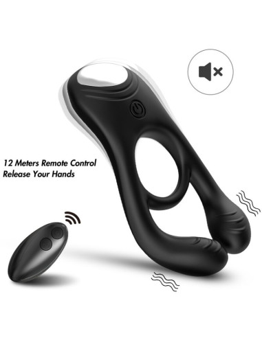 ARMONY - VEYRON DOUBLE VIBRATOR RING TOY FOR COUPLES REMOTE CONTROL BLACK