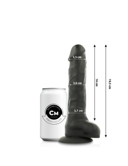 COCK MILLER - DILDO REALISTIC SILICONE DENSITY ARTICULABLE BLACK 19.5 CM