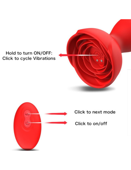 ARMONY - EXTREME A BLOOM ROSE VIBRATOR and ANAL PLUG REMOTE CONTROL RED