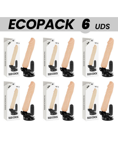 ECOPACK 6 VIENETAI - BASECOCK REALISTINIS VIBRATORIUS SU NUOTOLINIO VALDYMO VALDYMU 20 CM - O- 4 CM