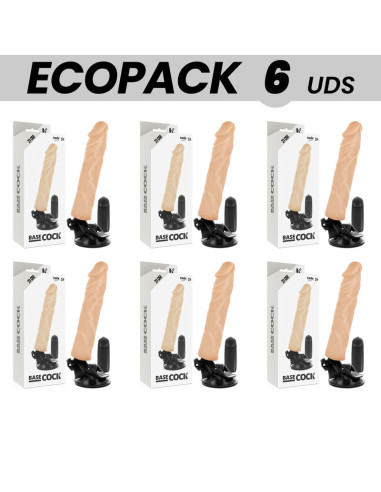 ECOPACK 6 UNITS - BASECOCK REALISTIC VIBRATOR REMOTE CONTROL FLESH 21 CM -O- 4 CM