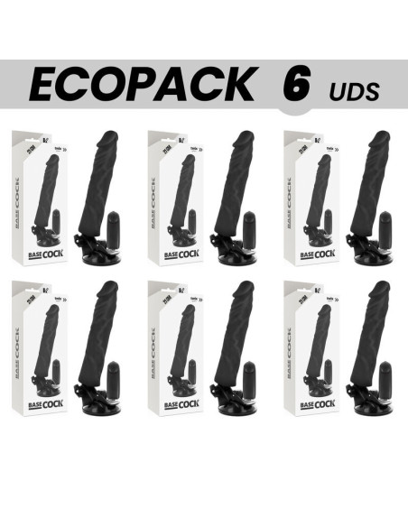 ECOPACK 6 UNITS - BASECOCK REALISTIC VIBRATOR REMOTE CONTROL BLACK 21 CM -O- 4 CM