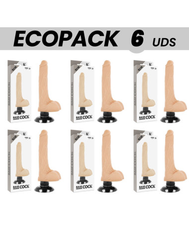 ECOPACK 6 VIENETŲ - BASECOCK REALISTINIS VIBRATORIUS 2-1 ODOS 18,5 CM -O- 4 CM