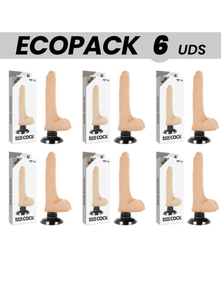 ECOPACK 6 VIENETŲ - BASECOCK REALISTINIS VIBRATORIUS 2-1 ODOS 18,5 CM -O- 4 CM