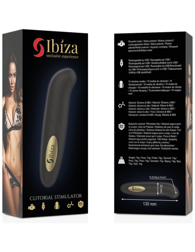 IBIZA - CLIT STIMULATOR USB CHARGER 10 VIBRATION MODES GOLDEN 13 X 2,9
