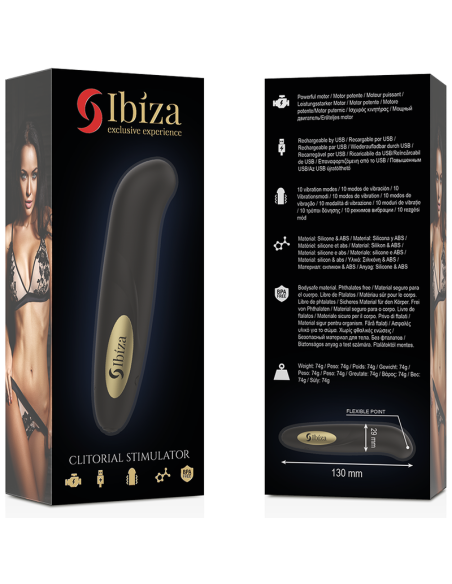IBIZA - CLIT STIMULATOR USB CHARGER 10 VIBRATION MODES GOLDEN 13 X 2,9