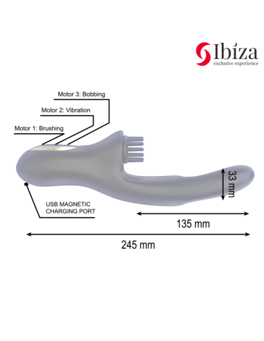 IBIZA - HI-TECH RABITT BRUSHING MULTI-CELL CLITORIAL AND DOUBLE WAVE VIBRATOR