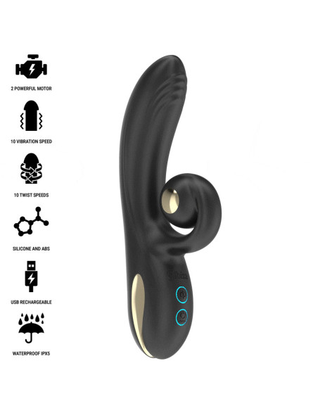IBIZA - TWISTER VIBRATOR WITH CURVE STIMULATOR AND VIBRO-ROTATION