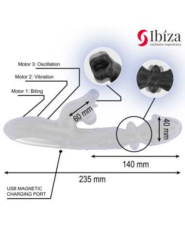 IBIZA - VIBRATOR AND CLITORIS STIMULATOR WITH BITING AND ROTATION EFFECT