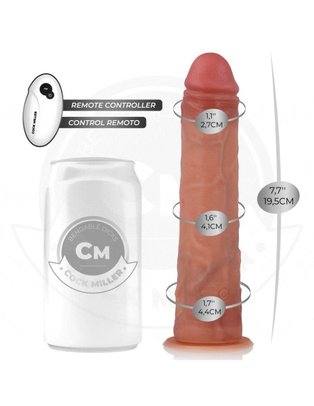 COCK MILLER - HIPERREALISTIŠKAS DILDO SU SIURTUKU IR STUMIMU SU NUOTOLINIO VALDYMO PULTU 19,5 CM