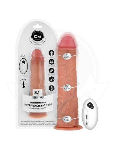 COCK MILLER - REALISTINIS DILDO SU SIURTUKU IR NUOTOLINIO VALDYMO PULTU, VIBRACIJOS 20,5 CM